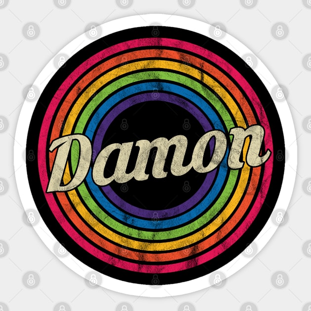 Damon - Retro Rainbow Faded-Style Sticker by MaydenArt